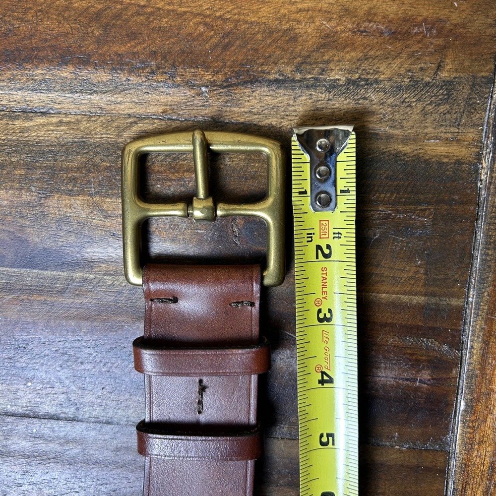 J Crew Genuine Italian Leather Belt Brass Buckle Made in USA Womens L‎ - Picture 11 of 12